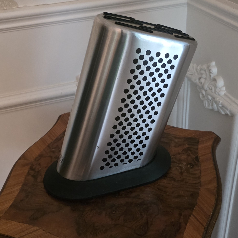 Global Stainless Steel Knife Block with Black Base